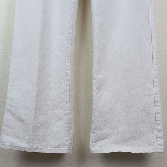 Vintage Tommy Hilfiger Cream Denim Flare Wide Leg Jeans with Mid-Rise Waist Y2K - Picture 7 of 11
